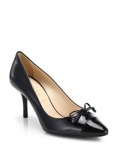 prada black leather bow pumps|prada pumps sale.